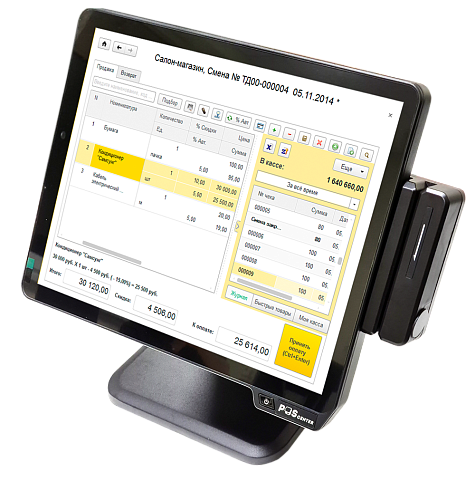 POSCenter POS 200, 15", сенсор, PCAP, J1900, RAM 4Gb, SSD 64Gb, MSR, Windows 10 IoT Entry картинка от магазина Кассоптторг